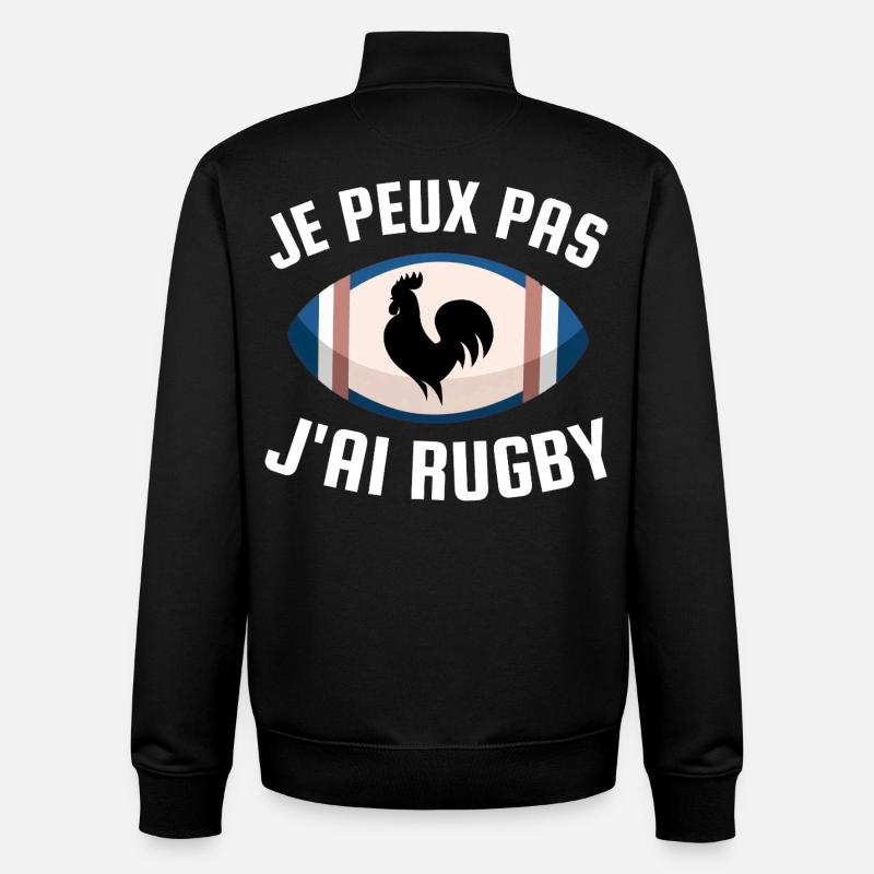 I can't I have rugby - Unisex Organic Zip Sweatshirt by Stanley/Stella - black