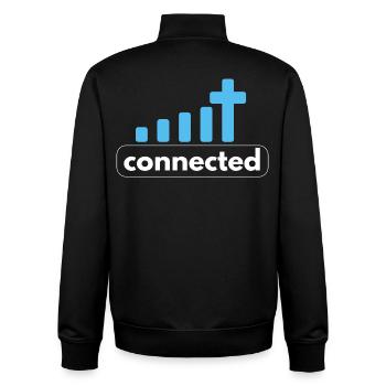Connected - Cross - Connection to God - Christian - Unisex Organic Zip Sweatshirt by Stanley/Stella - black - Back - AI Model Male 185 light (185cm)