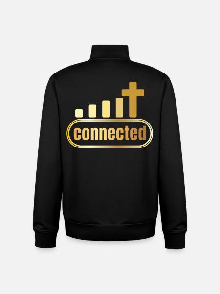 Connected - cross - gold - christian - Unisex Organic Zip Sweatshirt by Stanley/Stella - black