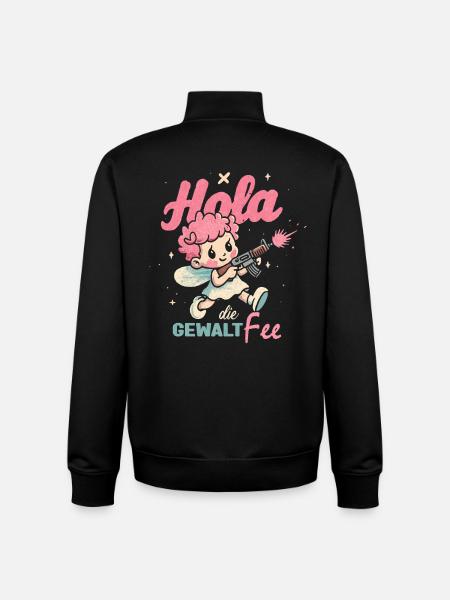 Hallo Gewaltfee - Pinker Engel mit Waffe - Unisex Organic Zip Sweatshirt von Stanley/Stella - Schwarz