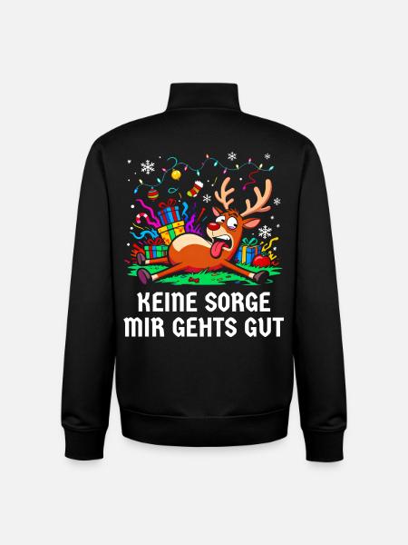 Reindeer Christmas Stress Annoyed Chaotic - Unisex Organic Zip Sweatshirt by Stanley/Stella - black