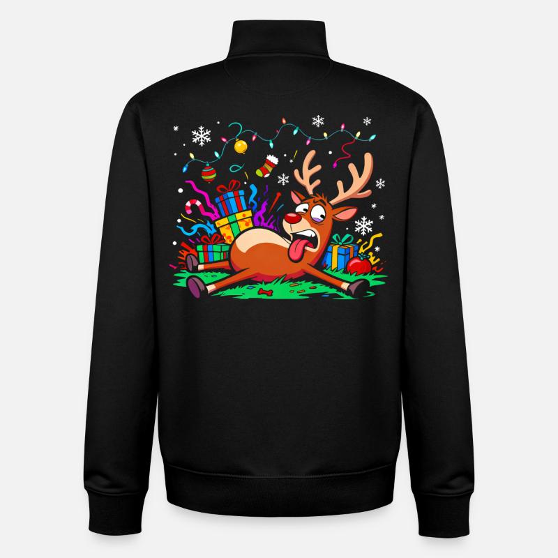 Weihnachtsmuffel Rentier lustig genervt erschöpft - Sweat zippé unisexe en coton bio Stanley/Stella - noir
