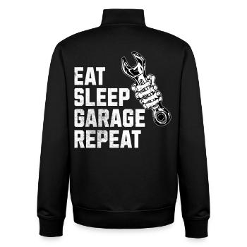 Eat Sleep Garage  - Unisex Organic Zip Sweatshirt von Stanley/Stella - Schwarz - Hinten - AI Model Male 185 light (185cm)
