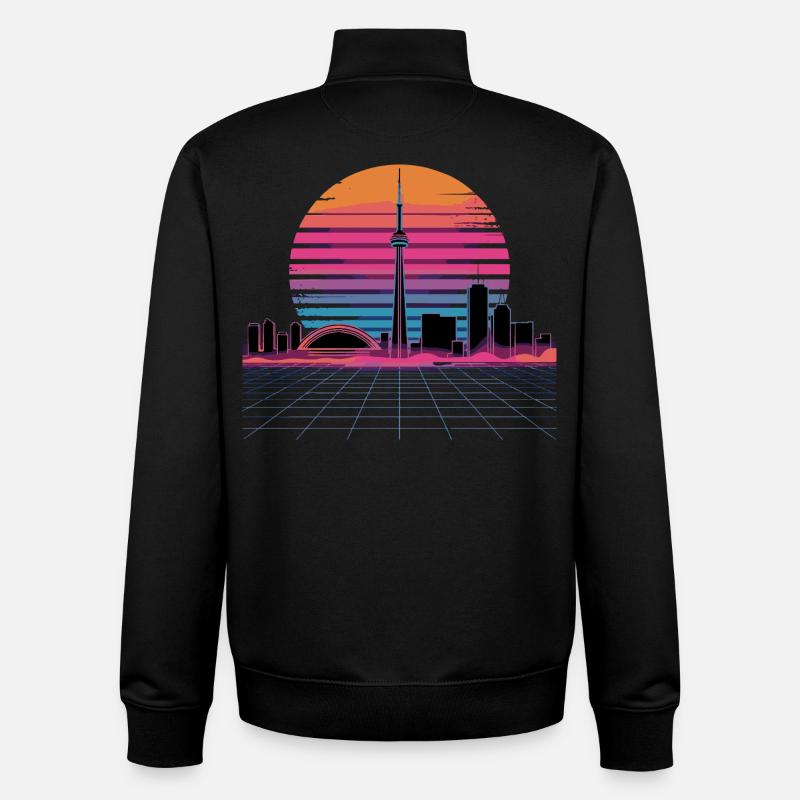 Neon Skyline Retro Sunset - Unisex Organic Zip Sweatshirt by Stanley/Stella - black