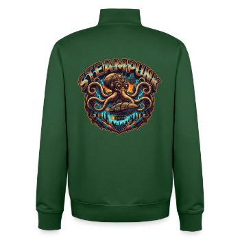 Esthétique steampunk & rétro-futurisme vapeur - Sweat zippé unisexe en coton bio Stanley/Stella - vert bouteille - Dos - AI Model Male 185 dark (185cm)