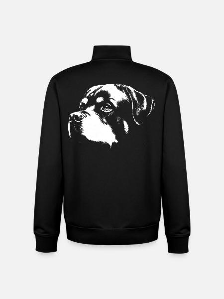 Dog Rott Silhouette Black White - Unisex Organic Zip Sweatshirt by Stanley/Stella - black