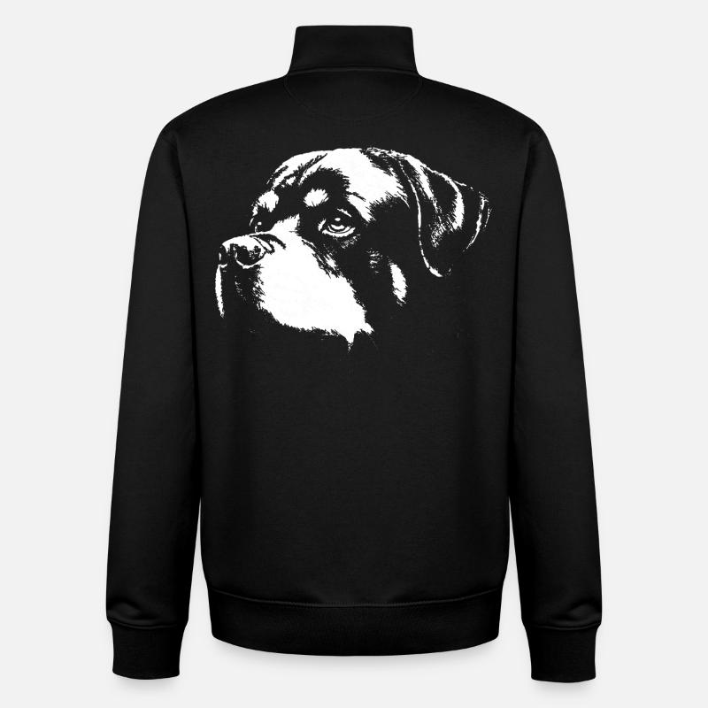 Dog Rott Silhouette Black White - Unisex Organic Zip Sweatshirt by Stanley/Stella - black