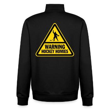 Warning Hockey Homies Warnschild Eishockey - Unisex Organic Zip Sweatshirt by Stanley/Stella - black - Back - AI Model Male 185 light (185cm)