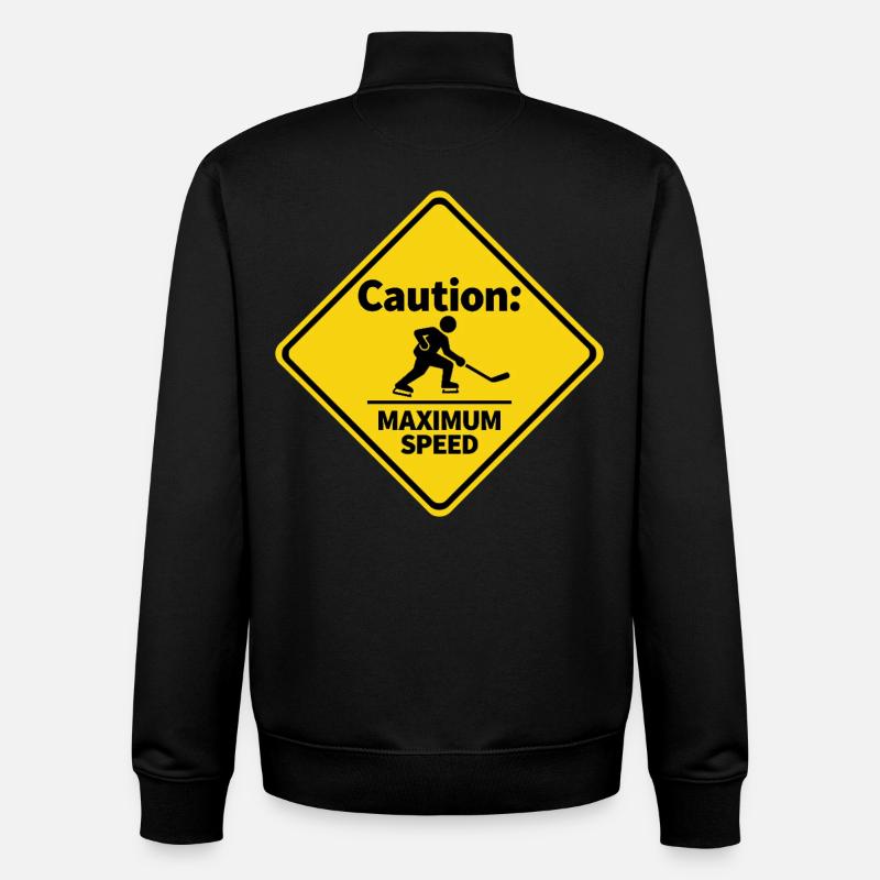 Caution Maximum Speed Eishockey Warnschild - Unisex Organic Zip Sweatshirt by Stanley/Stella - black