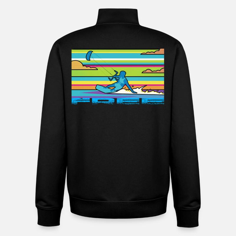 Le kitesurf - Sweat zippé unisexe en coton bio Stanley/Stella - noir