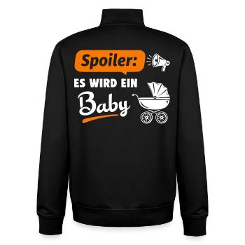 Spoiler: It's going to be a baby - Unisex Organic Zip Sweatshirt by Stanley/Stella - black - Back - AI Model Male 185 light (185cm)