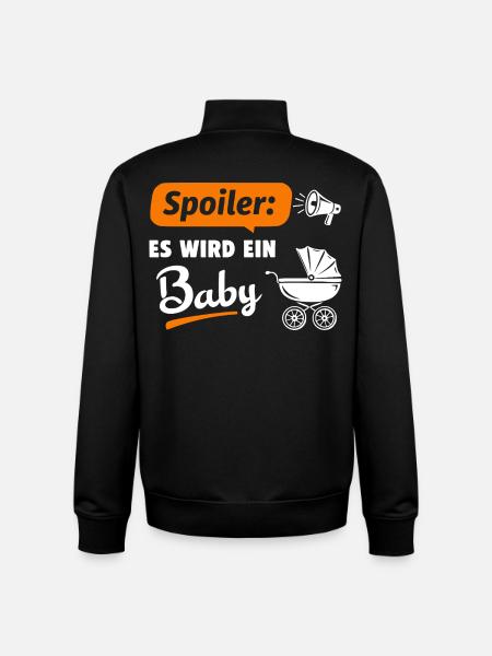 Spoiler : Ça va être un bébé - Sweat zippé unisexe en coton bio Stanley/Stella - noir