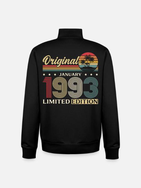 33e anniversaire Original janvier 1993 - Sweat zippé unisexe en coton bio Stanley/Stella - noir