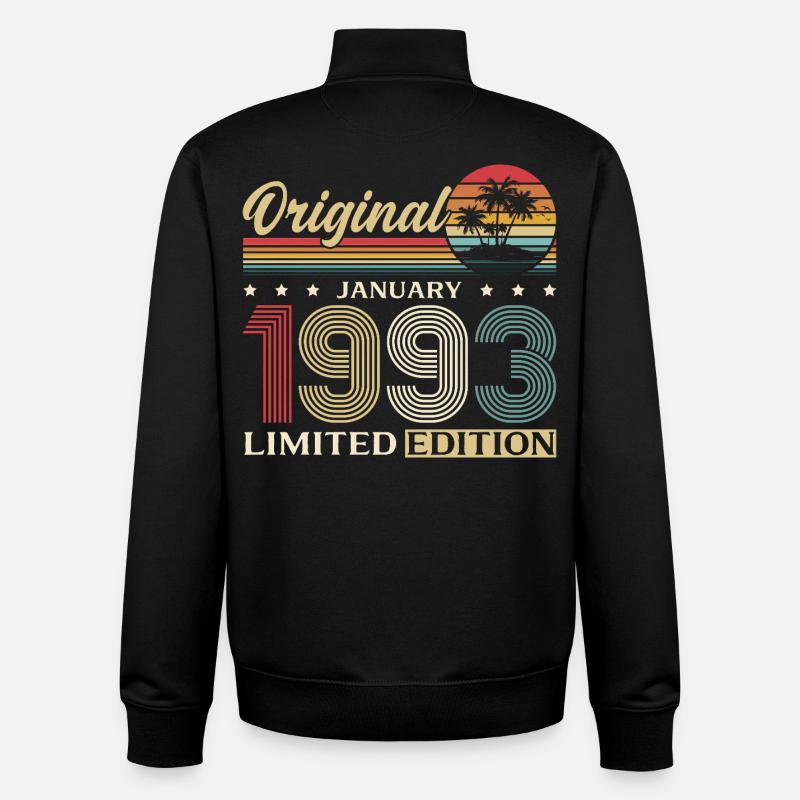 33e anniversaire Original janvier 1993 - Sweat zippé unisexe en coton bio Stanley/Stella - noir