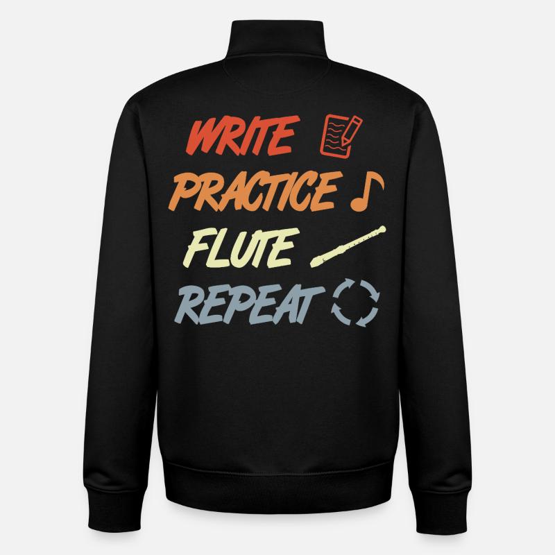 Répétition de flûte d’entraînement d’écriture - Sweat zippé unisexe en coton bio Stanley/Stella - noir