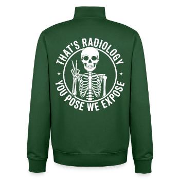 Skeletal Pose Radiology Humor - Unisex Organic Zip Sweatshirt by Stanley/Stella - bottle green - Back - AI Model Male 185 dark (185cm)