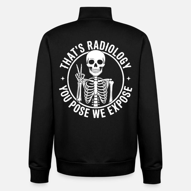 Skeletal Pose Radiology Humor - Unisex Organic Zip Sweatshirt by Stanley/Stella - black