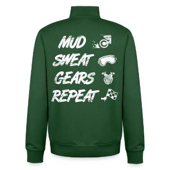 Mud Sweat Gears se répète - Sweat zippé unisexe en coton bio Stanley/Stella - vert bouteille - Dos - AI Model Male 185 dark (185cm)