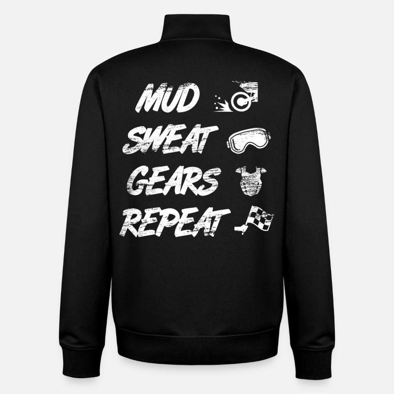 Mud Sweat Gears Repeat - Unisex Organic Zip Sweatshirt by Stanley/Stella - black