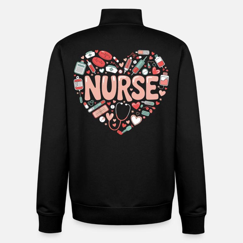 Conception du cœur infirmier - Sweat zippé unisexe en coton bio Stanley/Stella - noir