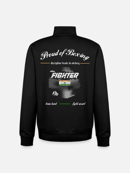 Proud of Boxing FIGHTER India - Unisex Organic Zip Sweatshirt by Stanley/Stella - black