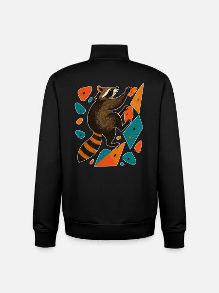 Bouldern Waschbär Klettern Motivation Geschenk - Unisex Organic Zip Sweatshirt von Stanley/Stella - Schwarz
