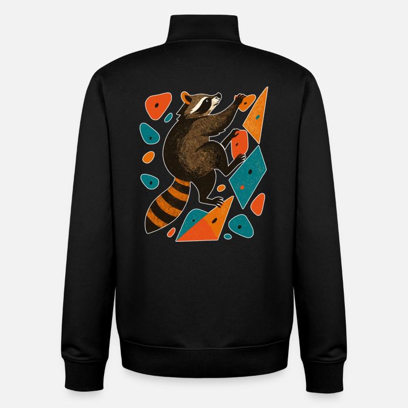 Bouldern Waschbär Klettern Motivation Geschenk - Unisex Organic Zip Sweatshirt von Stanley/Stella - Schwarz