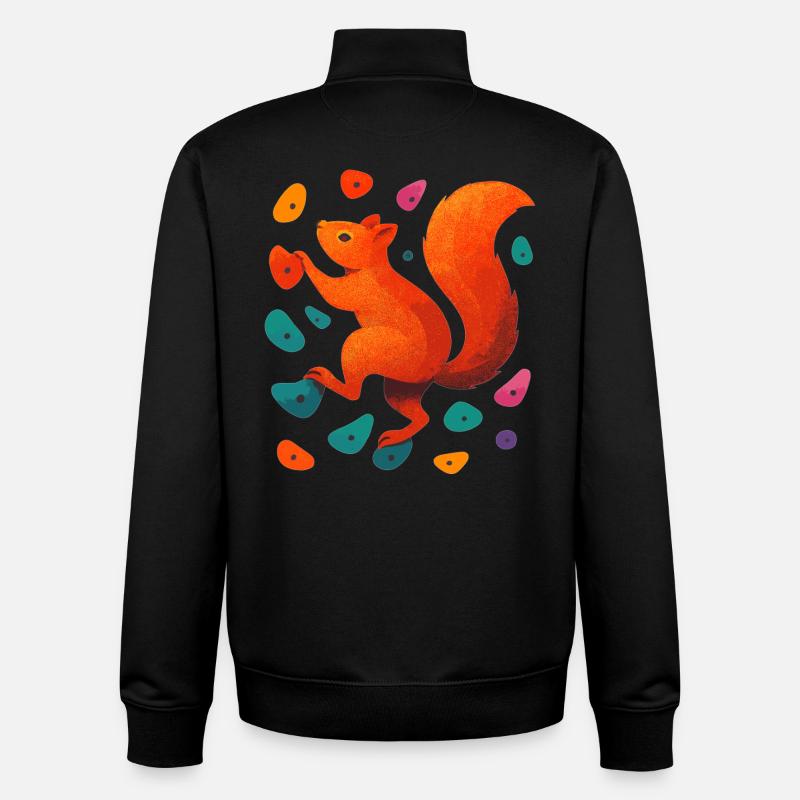 Bouldering Squirrel Climbing Motivation Gift - Unisex Organic Zip Sweatshirt by Stanley/Stella - black