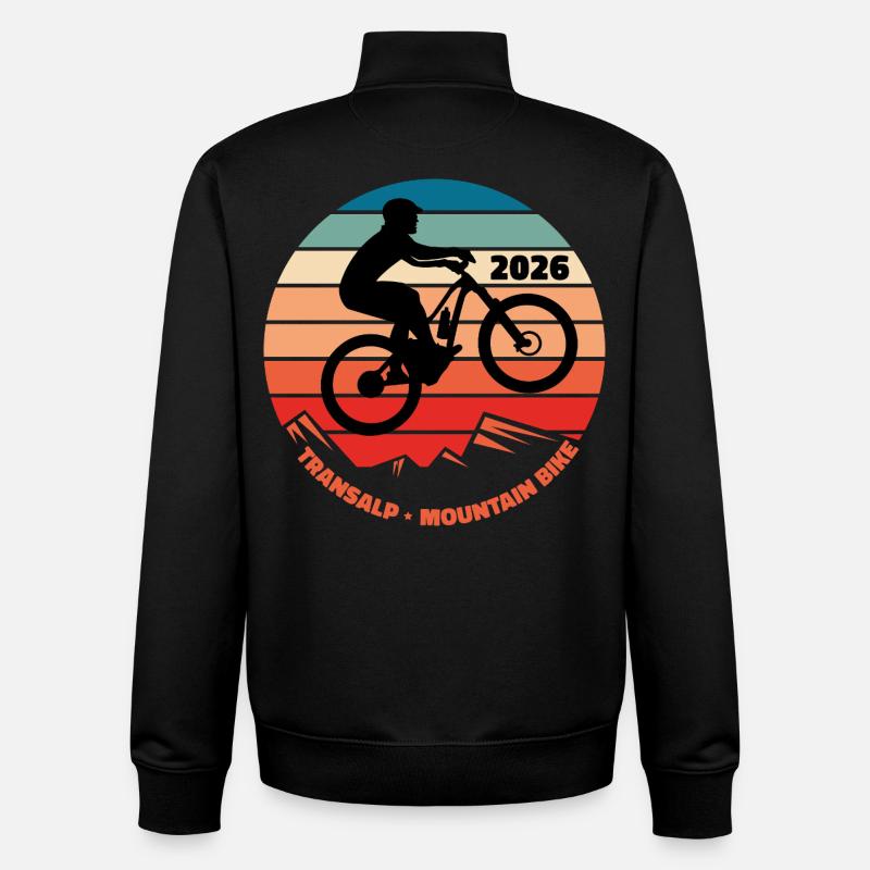 Transalp 2026 avec VTT - Sweat zippé unisexe en coton bio Stanley/Stella - noir