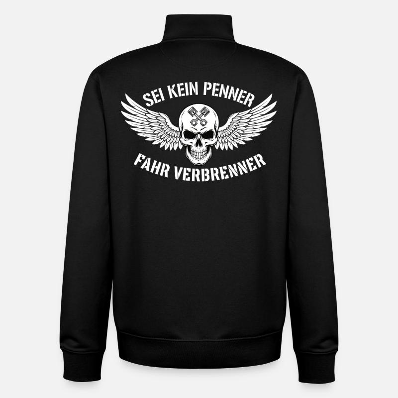 Ride Combustion Engine – Biker Skull Statement - Unisex Organic Zip Sweatshirt by Stanley/Stella - black