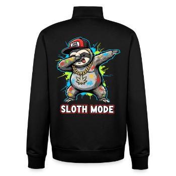 Sloth Fashion Street Art with Naughty Sloth - Unisex Organic Zip Sweatshirt by Stanley/Stella - black - Back - AI Model Male 185 light (185cm)