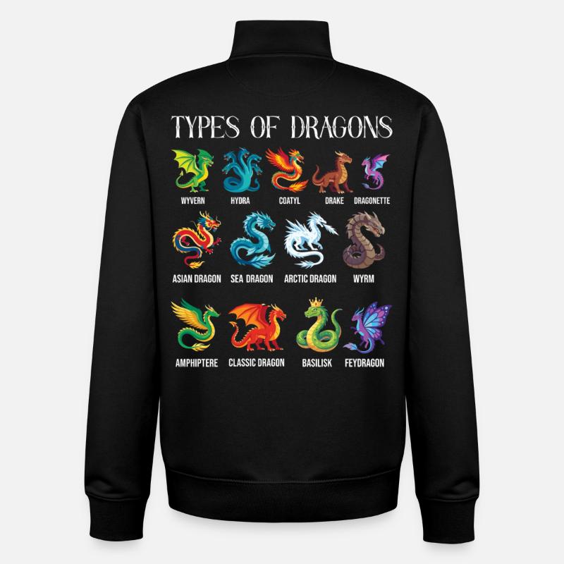 Arten von Dragons Lover Fantasy - Unisex Organic Zip Sweatshirt von Stanley/Stella - Schwarz