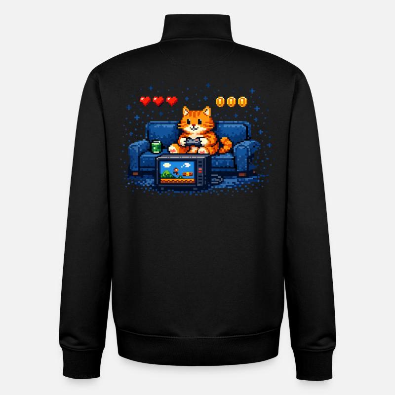 Gaming Cat – Humour de gamer PC - Sweat zippé unisexe en coton bio Stanley/Stella - noir