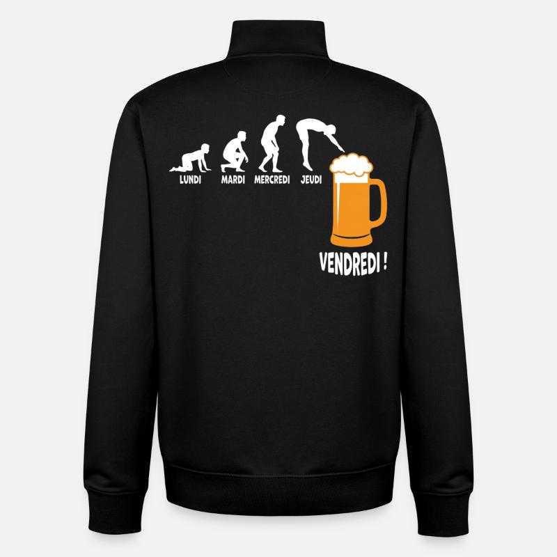 Semaine Travail Vers Vendredi Biere - Sweat zippé unisexe en coton bio Stanley/Stella - noir