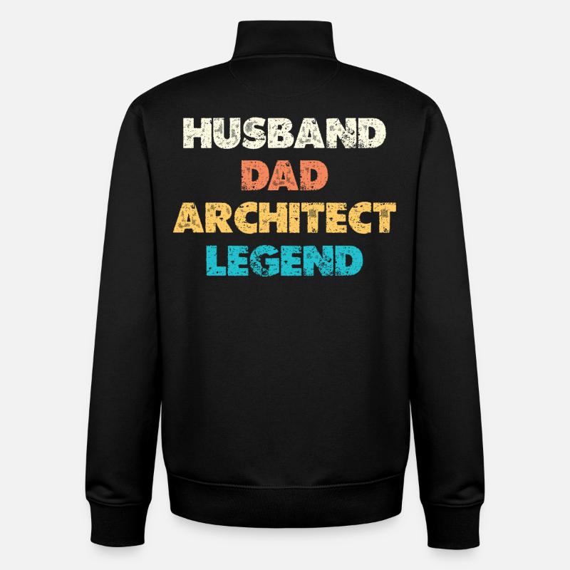 Mari Père Architecte Légende - Sweat zippé unisexe en coton bio Stanley/Stella - noir