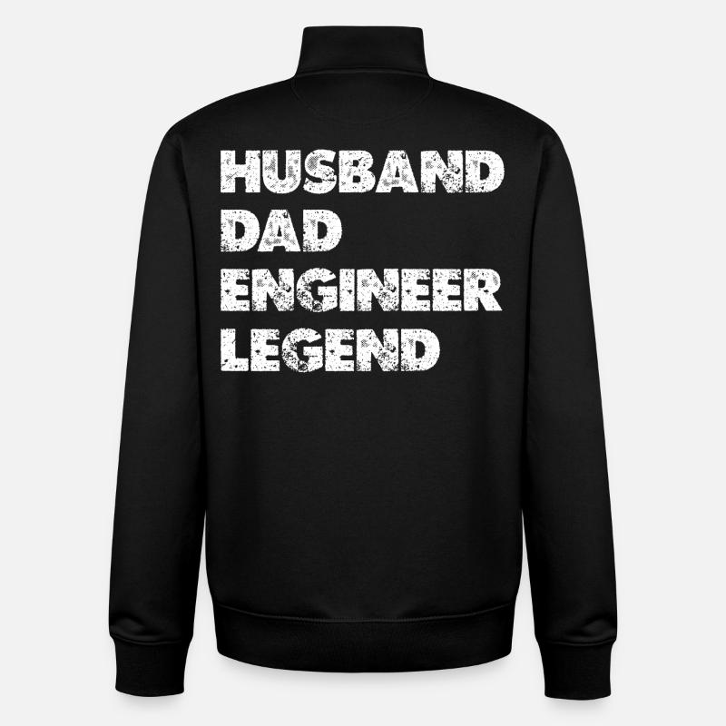 Husband Dad Engineer Legend - Unisex Organic Zip Sweatshirt by Stanley/Stella - black