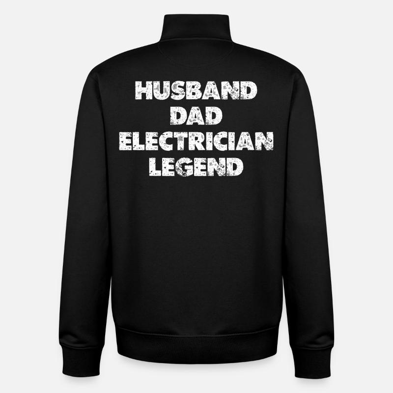 Husband Dad Electrician Legend - Unisex Organic Zip Sweatshirt by Stanley/Stella - black
