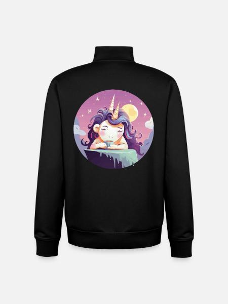 Mondtee Einhorn am Abend - Unisex Organic Zip Sweatshirt von Stanley/Stella - Schwarz