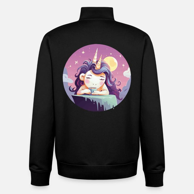 Mondtee Einhorn am Abend - Unisex Organic Zip Sweatshirt von Stanley/Stella - Schwarz