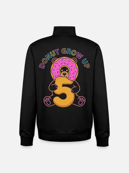 Donut Grow Up 5th Birthday Bear - Unisex Organic Zip Sweatshirt by Stanley/Stella - black