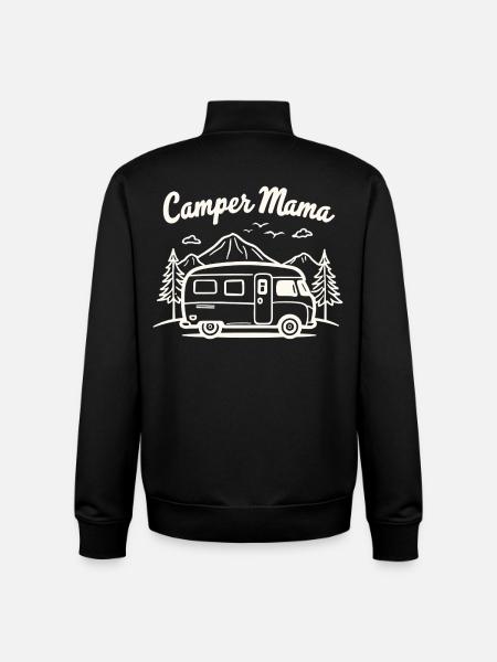 Camper Mama Abenteuer Berge Campingbus - Unisex Organic Zip Sweatshirt von Stanley/Stella - Schwarz