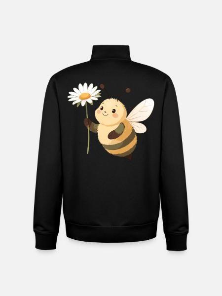 Fleur Abeille Fleur Joyeuse - Sweat zippé unisexe en coton bio Stanley/Stella - noir