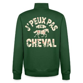 Ich kann nicht, ich habe ein Pferd - Unisex Organic Zip Sweatshirt von Stanley/Stella - Flaschengrün - Hinten - AI Model Male 185 dark (185cm)