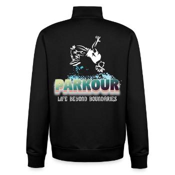 Parkour Life Beyond Boundaries - Unisex Organic Zip Sweatshirt by Stanley/Stella - black - Back - AI Model Male 185 light (185cm)