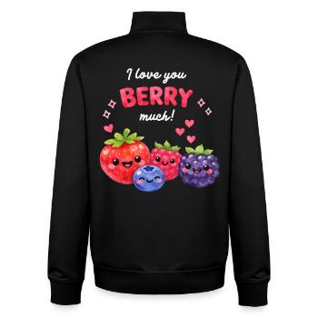 Je t’aime beaucoup de baies de kawaï couple amoureux - Sweat zippé unisexe en coton bio Stanley/Stella - noir - Dos - AI Model Male 185 light (185cm)