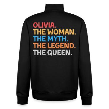 Olivia The Woman The Myth The Legend The Queen - Unisex Organic Zip Sweatshirt by Stanley/Stella - black - Back - AI Model Male 185 light (185cm)