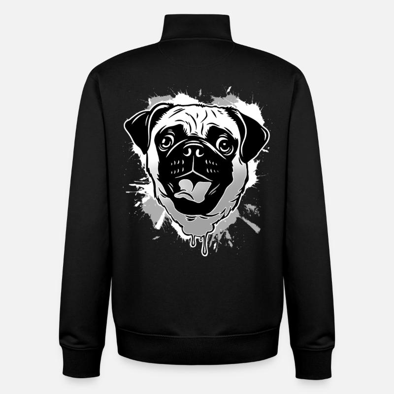 Pug - Unisex Organic Zip Sweatshirt by Stanley/Stella - black