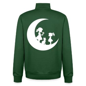 Silhouette de la Fêle Fleur sur la Lune - Sweat zippé unisexe en coton bio Stanley/Stella - vert bouteille - Dos - AI Model Male 185 dark (185cm)