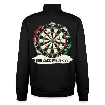 Dart Zack encore 26 fléchettes cadeau avec une phrase amusante - Sweat zippé unisexe en coton bio Stanley/Stella - noir - Dos - AI Model Male 185 light (185cm)