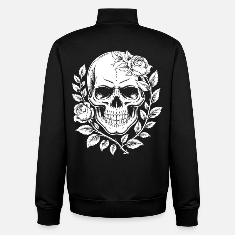 Schädel mit Blumenkranz - Unisex Organic Zip Sweatshirt von Stanley/Stella - Schwarz
